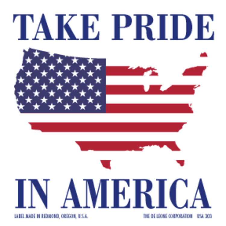 Take Pride in America Labels Red, White & Blue Label Size: 4" x 4" QTY: 1000 