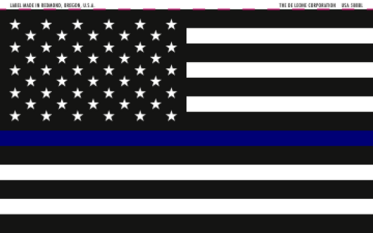 Thin Blue Line US Flag Removable Vinyl Labels Blue, Black & White Label Size: 3" x 5" QTY: 1000 