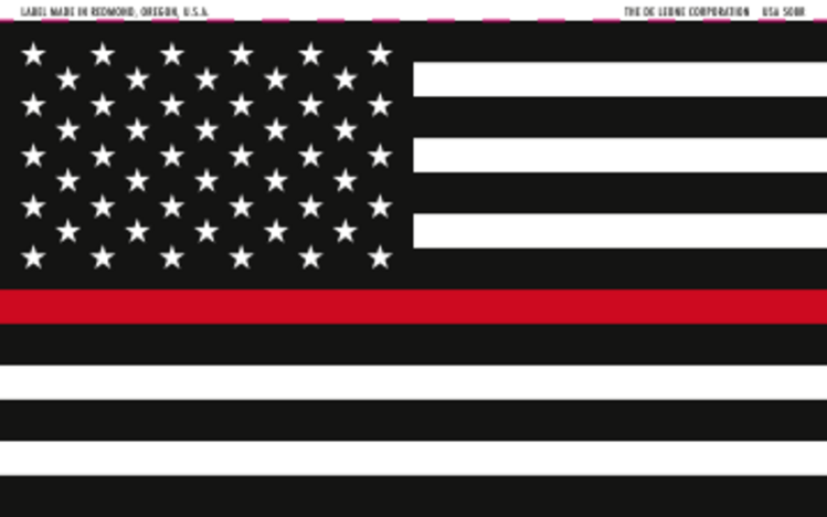 Thin Red Line US Flag Removable Vinyl Labels  Red, Black & White Label Size: 3" x 5" QTY: 1000 