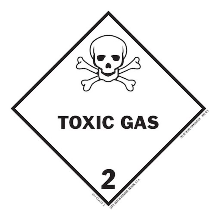 Toxic Gas Class 2 HazMat Paper Labels White & Black Size: 4" x 4" QTY: 1000 