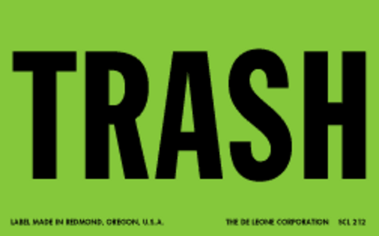 Trash Matte Paper Labels Fluorescent Green Label Size: 2.5" x 4"  QTY: 1000 