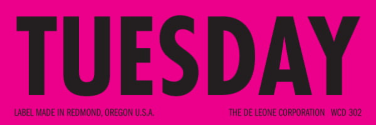 Tuesday  Matte Paper Labels Fluorescent Pink Label Size: 1" x 3" QTY: 1000 