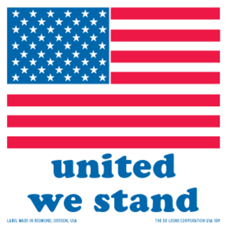 United We Stand Labels Red, White & Blue Label Size: 4" x 4" QTY: 1000 