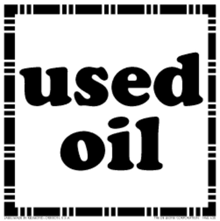 Black and White Used Oil Vinyl Labels 