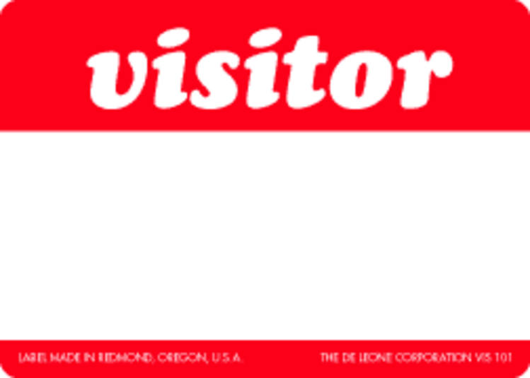 Visitor Label Red & White Label Size: 3.5" x 2.5"  QTY: 1000 